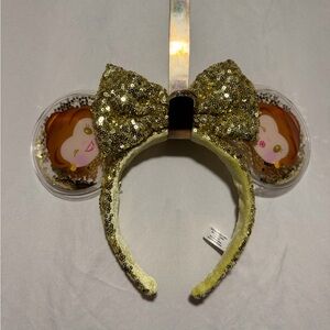Disney Gold Sequin Minnie Ear Headband with Belle Character Ears